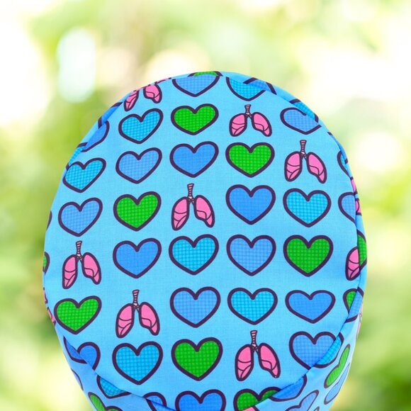 PREMIUM Euro Heart Lung Scrub Cap, Scrub Cap, Scrub Hat, OR, Vet, Tech, Gift. - Picture 2 of 3